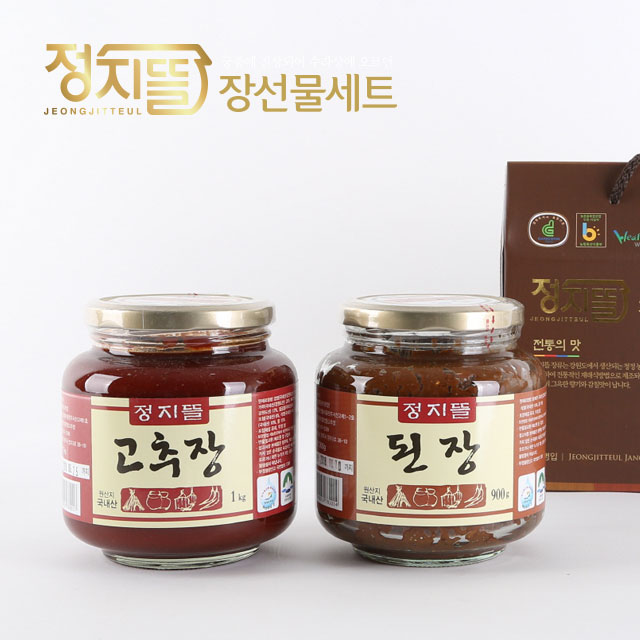 원주 정지뜰 전통 고추장,정지뜰 고추장1kg.된장900g set